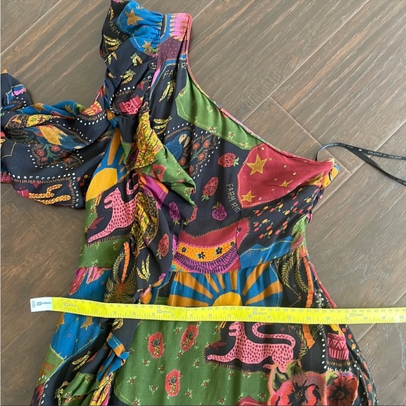 NWT FARM Rio Crazy Mix One-Shoulder Midi Dress Size S - Picture 12 of 14